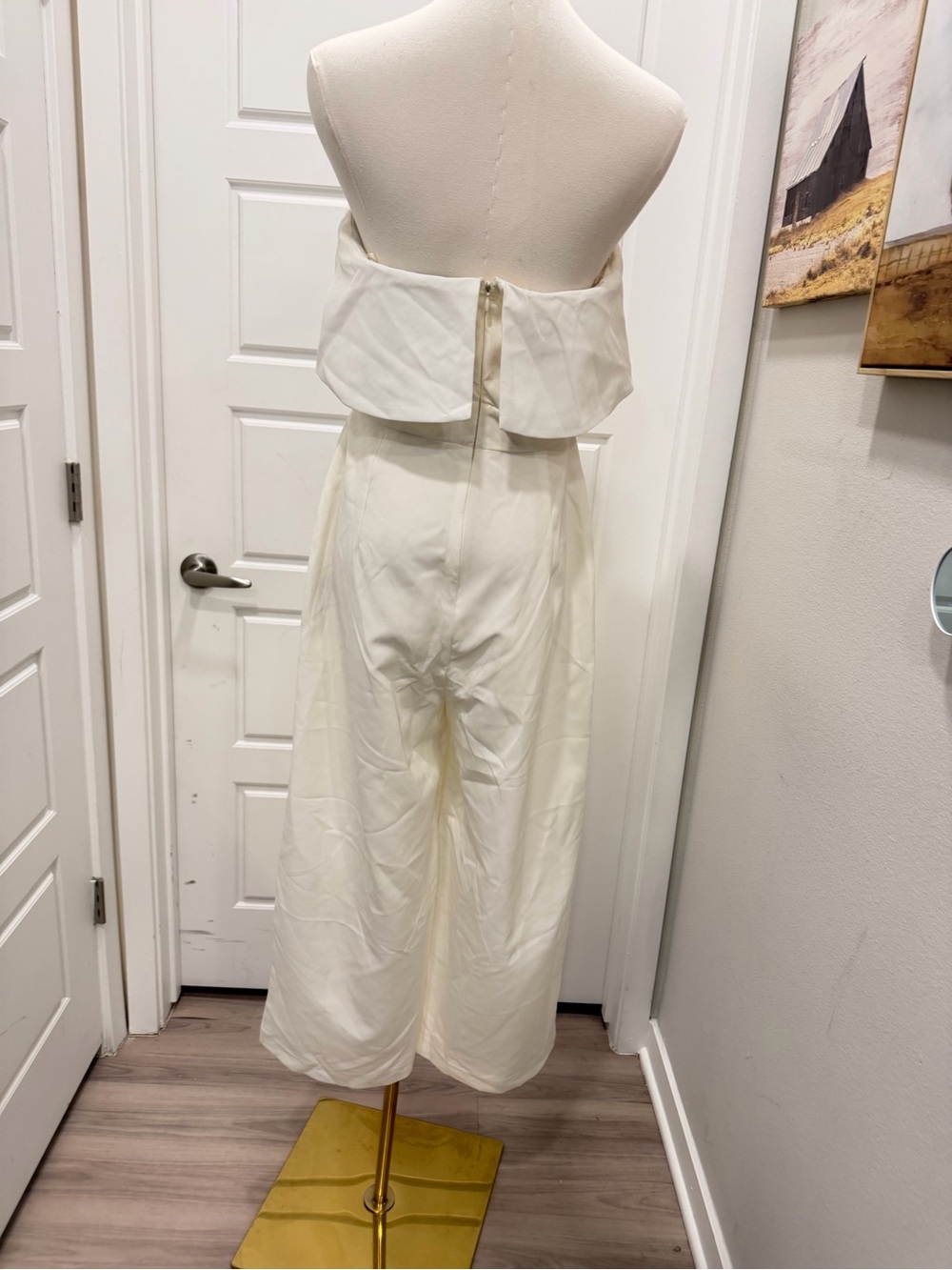 Zara Strapless Wide-Leg Jumpsuit in Off White - Picture 7 of 8